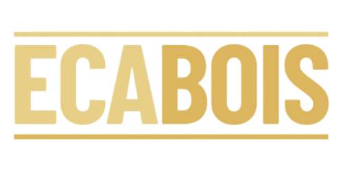 Logo entreprise Ecabois - Nom de l'entreprise couleur doré entre deux ligne horizontales