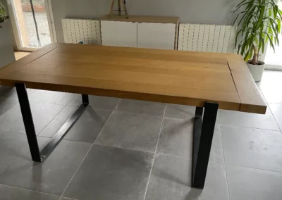 Table bois métal en chêne massif